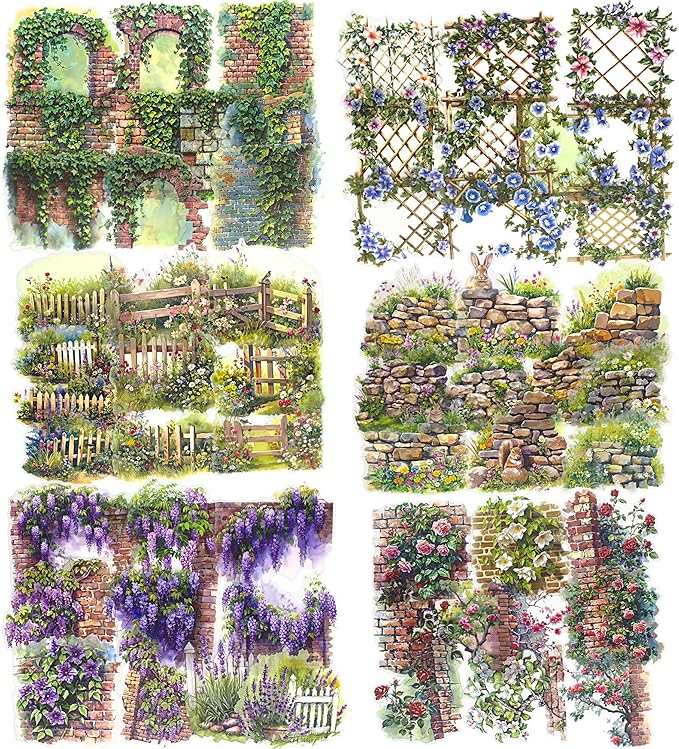 3.4" Large Flower Stickers for Scrapbooking – 60PCS Waterproof Wall &Floral Stickers for Journaling, Junk Journal Supplies, Card Making, DIY Crafts & Bullet Journal Planner