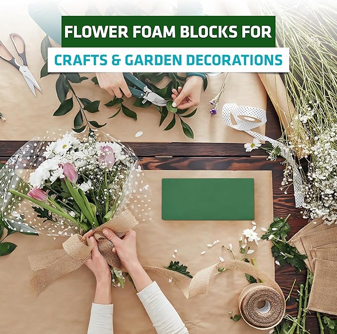 6 PCS Wet Floral Foam Blocks for Fresh Flowers, Each (9"L x 4.1"W x 2.7"H)Green Foam for Flower Arrangements, Florist Foam Bricks for Weddings, Birthdays Gifts, Flower Foam Blocks for Crafts