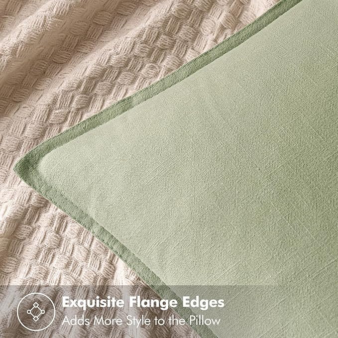 MIULEE Decorative Linen Euro Sham Pillow Covers 26x26 Light Green Boho FarmhouseNeutral Couch Throw Pillows for Bed Pack of 2 Accent Modern Pillowcase Summer Sofa Livingroom Home Decor