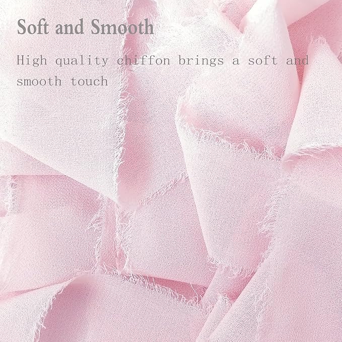 4 Rolls Chiffon Silk Ribbon，1.57 Inch Wide x 21.4 Yards Total Frayed Fringe Silk Ribbons，Suitable for Wedding Invitations, Party Decoration, Bridal Bouquets, Greeting Card(Multicolor)