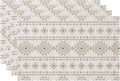 LilyCat Linen Fabric Geometric Stripes Placemats, Durable Boho Dining Table Mats for Kitchen, Rustic Vintage Washable Place Mats Set of 4, 18’’× 12’’