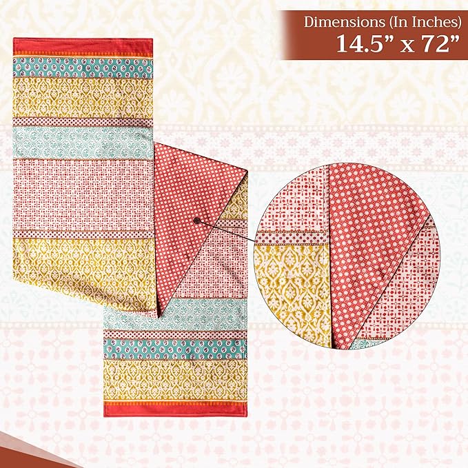 Maison d' Hermine Table Runner 100% Cotton Double Layer Table Runners 72 inches Long Decorative for Home Kitchen Dining Party Baby Shower Wedding Bridal Shower Spring Summer (Provence, 14.50" x 72")