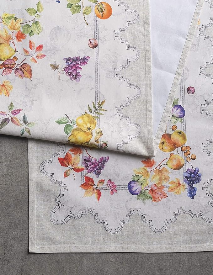 Maison d' Hermine Table Runner 100% Cotton Single Layer Table Runners 90 inches Long for Thanksgiving Christmas Decorations Home Kitchen Dining Party Wedding (Fruit D'Hiver, 14.5" x 90")