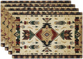 Southwestern Placemats Set of 4, Farmhouse Boho Ethnic Place Mats, Rustic Turkish Dining Table Mats, Washable Placemats for Kitchen Dining Room Home Decor 18L'' × 12W''