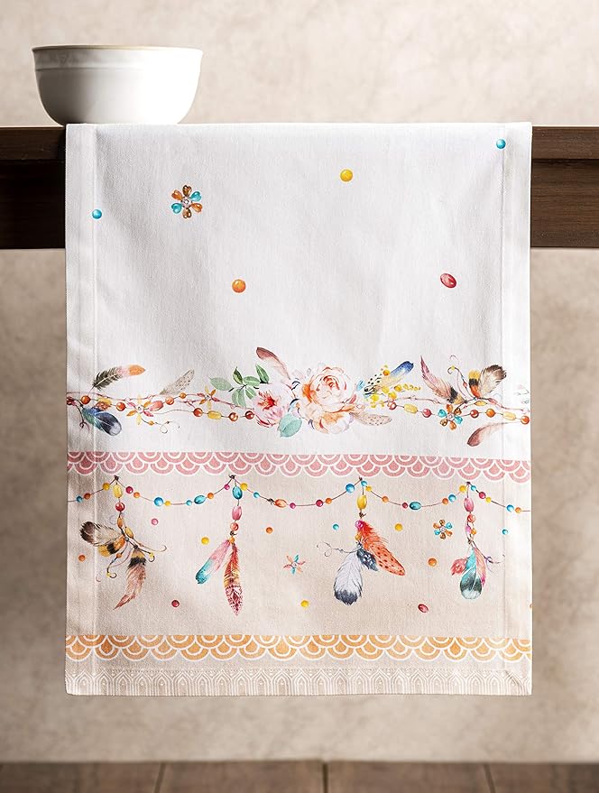 Maison d' Hermine Table Runner 100% Cotton Single Layer Table Runners 108 inches Long Decorative for Home Kitchen Dining Party Wedding Bridal Shower Spring Summer (Ibiza - Beige, 14.50" x 108")