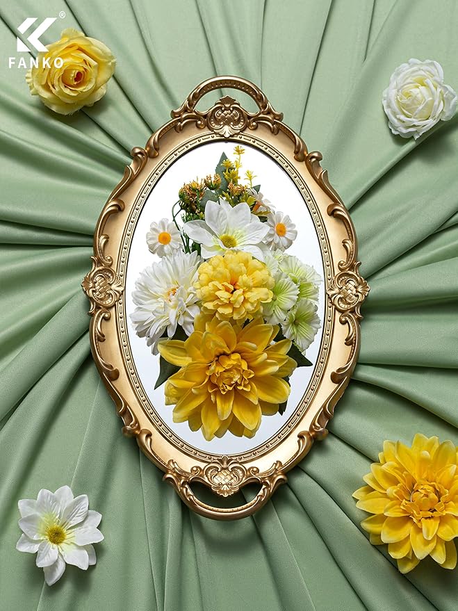 FANKO Artificial Flowers Yellow Rose, Mixed Fake Silk Flowers Combo Cream White Rose Yellow Dahlia Spring Assorted Blooms for DIY Wedding Bridal Bouquets/Centerpieces/Home Decor