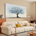 Large Canvas Wall Art Decor Large Tree of Life Wall Art Canvas Art Wall Decor Wall Art Pictures for Living Room Vintage White Blue Wall Art Prints Artwork for Walls Bedroom Office Decor 29" X 58"