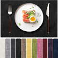Blue Forest Placemats Set of 8, Dual-Layered Thickened Faux Linen Cloth Place Mats Heat Resistant Machine Washable Wrinkle Free Table Mats Indoor/Outdoor (Black)