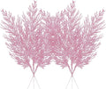 Christmas Glitter Stems 24pcs Artificial Pine Tree Picks for Christmas Tree Ornaments fillers, DIY Xmas Wreath, Crafts, Garland, Holiday, Party, Wedding and Home Decoration (Pink)