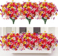 MACTING Artificial Flowers for Outdoors 24 Bundles UV Resistant Fake Flowers Faux Plastic Plants No Fade for Hanging Planters Window Patio Porch Garden Indoor Outdoor Summer Decor(Mix Color-1)
