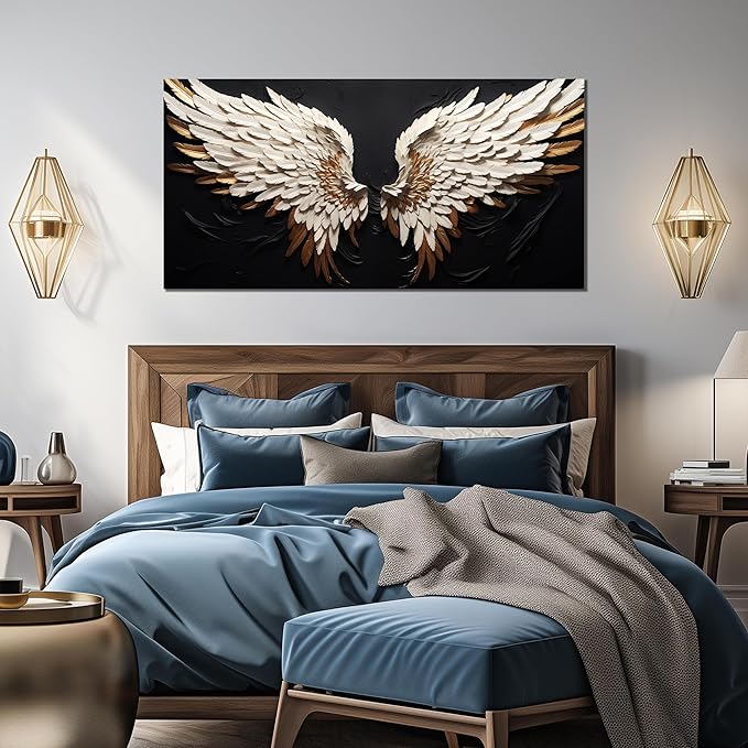 Wall Decor for Bedroom White and Gold Pictures for Wall Decor Office Wall Art for Living Room Large Size 29" x 58"