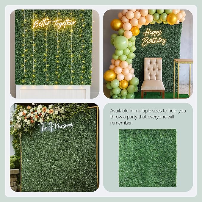 Large Size 8×8 Ft 3D Artificial Green Grass Flower Wall Panels, Quick Assembly Storage Greenery Fake Backdrop Fence Screen for Wedding Baby Show Birthday Party Indoor Outdoor Garden Backyard Home