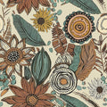 Boho Wallpaper Peel and Stick,Retro Floral Contact Paper 17.5" x 393.7", Vintage Botanical Flowers Wall Paper Self Adhesive Removable Waterproof for Walls Shelves Cabinet Table (Beige,Brown, Blue)
