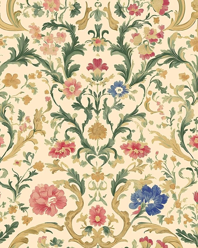 Yellow Floral Peel and Stick Wallpaper Boho Leaf Wallpaper Colorful Flower Contact Paper 17.5in x 32.8ft Removable Self Adhesive Vinyl Wall Mural Wall Paper for Cabinet Nursery Bedroom Stairs Kitchen