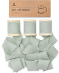 Vitalizart Dusty Sage Ribbon 1-1/2" x 15 Yd 100% Cotton Handmade Frayed Fringe Fabric Green Ribbons for Gift Wrapping Wedding Invites Bridal Shower Bouquets Christmas Decorations