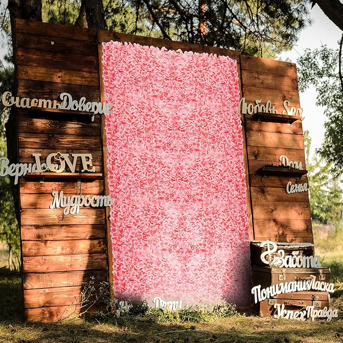 BLOSMON Flower Wall Backdrop Decor: 12 Pcs 24 x 16 Inch Blush Artificial Floral Panels for Wedding Party Baby Bridal Shower - 3D Fake Silk Hydrangea Wall Decoration