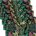 Leaf Placemats Set of 6, 17x12 Inch Vintage Natural Botanical Herbal Green Leaves Table Mats for Home Party Kitchen Dining Decor