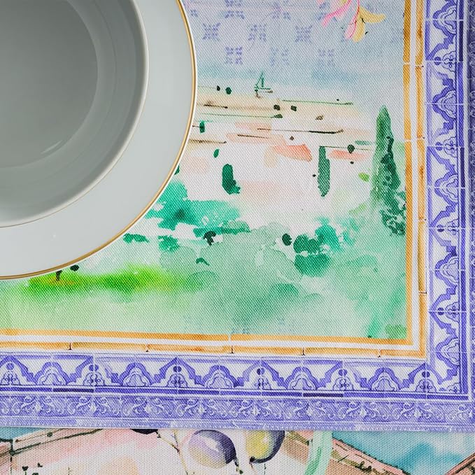 Maison d' Hermine Tablerunners 100% Combed Cotton Premium Table Runner Decorative Table Cover, Home, Kitchen, Dining, Luberon, Double Layer - (14.5"x108")
