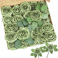 Artificial Flowers, 100pcs Artificial Rose for DIY Wedding Bouquets Centerpieces Flowers Arrangements, Elf Green Fake Flowers with Stems for Bridal Shower Graduation Events Decoration