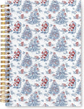 VIIJJUE Blue and White Chinoiserie Christmas Santa Notebook for Women, Vintage French Country Toile de Jouy Journal, Xmas Red Santa Holiday Hardcover Spiral Notebooks, 5.5x8.3 Inch-03