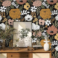 Floral Peel and Stick Wallpaper Black Removable Wallpaper Dark Boho Renter Friendly Textured Wallpapers for Bedroom Stick On Contact Paper for Locker Cabinet 17.5 x 118 in