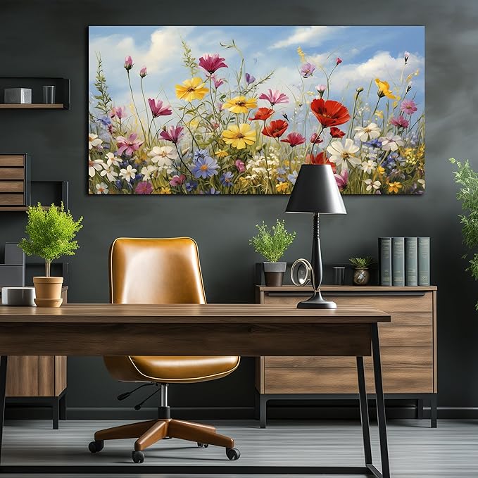 Flower Pictures Wall Decor for Bedroom Women Colorful Wall Art for Living Room Large Size Ready to Hang 29 x 58 Inch