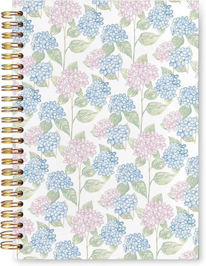 VIIJJUE Hydrangea Notebook Journal, Blue and Pink Hydrangea Notebooks for Note Taking, Blue and Pink Office Supplies, Hardcover Spiral Journal 5.5x8.3 Inch