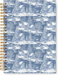 VIIJJUE Chinoiserie Christmas Cottage Notebook for Women, Blue and White Christmas Winter Reindeer Cabin Journal, Toile de Jouy Farmhouse Xmas Hardcover Spiral Notebooks, 5.5x8.3 Inch
