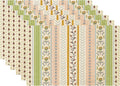 LilyCat Linen Fabric Multicolor Floral Placemats, Stripes Durable Boho Dining Table Mats for Kitchen, Rustic Vintage Washable Place Mats Set of 6, 18’’× 12’’
