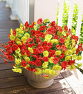 Artificial Mums for Outdoors Fake Fall Flowers Plants for Autumn Decoration, 12 Bundles Silk Morning Glory with Eucalyptus Look Real UV Resistant Faux Mums for Outside Planters Yard Patio Porch, Mix