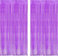 BRAVESHINE Tinsel Photo Backdrop Curtains - 2Pcs 3.2x8.2ft Pastel Purple Foil Fringe Streamer for Hunters/Christmas/Birthdays/Bachelorette/Engagement/Valentines/Mermaid/Butterfly Party Decorations