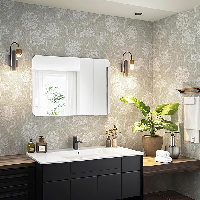 Safiyya Peel and Stick Wallpaper Floral Contact Paper Beige Grasscloth Wall Paper Neutral Self Adhesive Removable Wallpaper for Bedroom 197"x17.3" Covering Vinyl Rolls
