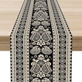Vintage Paisley Table Runner, Retro Damask Vintage Boho Farmhouse Rustic Table Center Decor for Home Kitchen Dining Patio Holiday Party Indoor Outdoor Table Decorations 13x72 inch