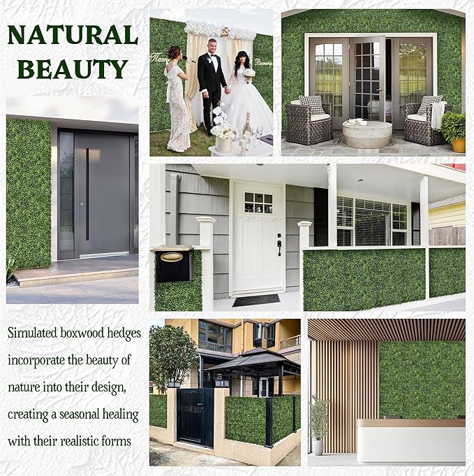 Artificial Boxwood Roll Panel Backdrop: 72"X144" UV-Anti Greenery Faux Grass Wall Hedge for Indoor Outdoor Green Decor & Backyard Background Decorations Fence Covering Privacy