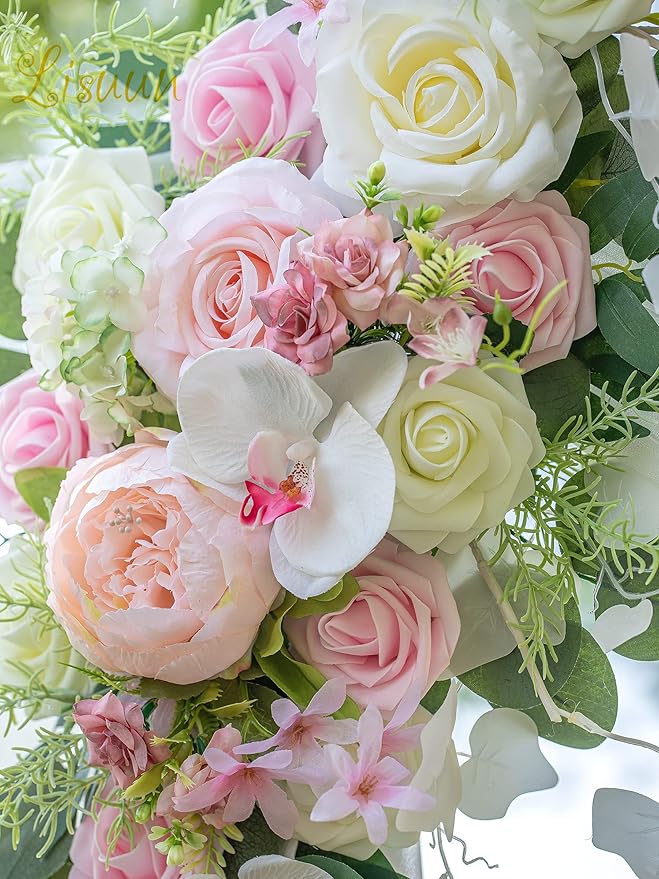 Wedding Arch Flowers, Artificial Flowers for Decoration, Large Flower Swag for Boho Styles Wedding Ceremony Floral Decor - Pack of 2