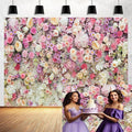 20x10ft Pink Rose Floral Flower Wall Backdrop Girls Wedding Birthday Bridal Shower Kids Portrait Background Photoshoot Cake Table Tea Party Photoshoot Decorations Photo Studio Props