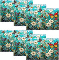 Butterfly Teal Placemats Set of 6, Colorful Stained Glass Place Mats, Rustic Flowers Dining Table Mats, Washable Placemats for Kitchen Dining Room Home Decor 18L'' × 12W''