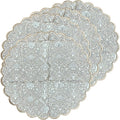 Ridhi Bo-ho Round Place Mat Easter Floral Cotton Washable Placemats 15" Round Embroidery Block Print Table Mat (Pack of 4-15 Inch Round, Taupe)