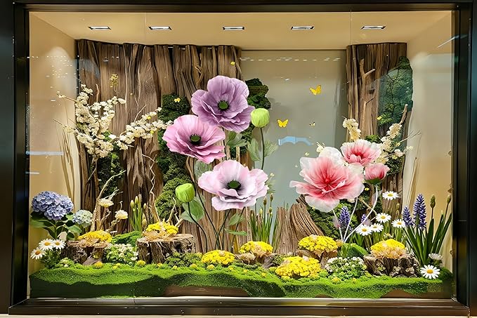 Giant Artificial Flowers 5Pack Fake Flowers for Decoration, Fabric Poppy Flower for Wedding Birthday Easter Party Mother's Day Banquet Photography Props Garden Shop Window Display Decor(Colorful)