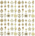 WOCRAFT 60pcs KC Gold Flowers Charms Bracelet Charms for Jewelry Making Sets DIY Necklace Bracelet Keychain Crafting Charms Kit Craft Supplies (SN878)