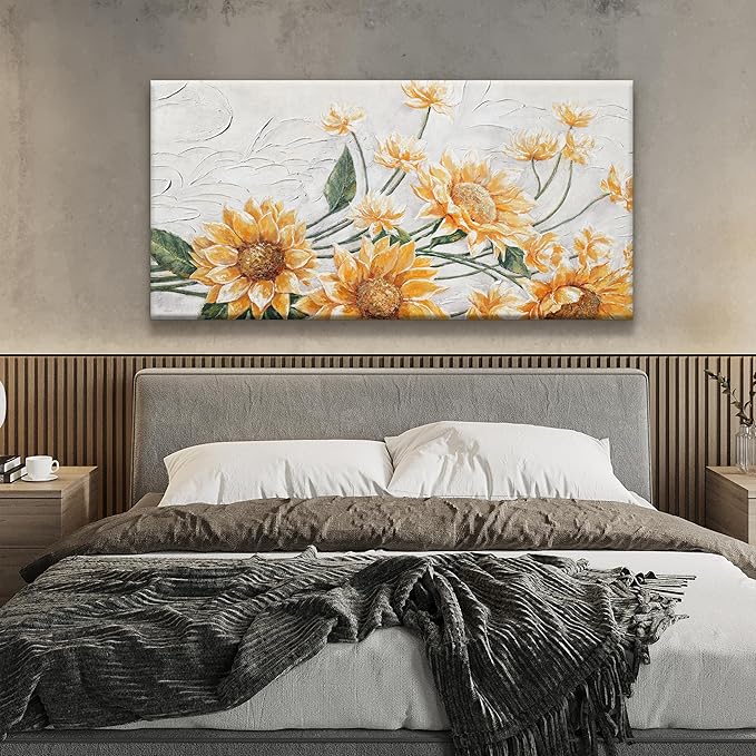 Suconvng Wall Art Living Room Sunflower Wall Art Modern Canvas Art Wall Decor Home Wall Decor Suitable Pictures For Bedroom Apartment Office Can Be Hung 24" X 48"