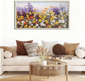 Ardemy Wildflower Wall Art Canvas Living Room Framed Daisy Floral Large Colorful Pictures Wall Decor Textured Purple Paintings Artwork for Walls Bedroom Home Office, 40"x20"