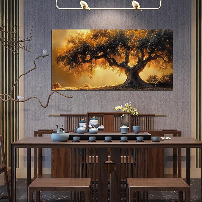 Tree Art Wall Decor for Living Room - Natural Landscape Canvas Wall Art for Office - Tree Art Work for Bedroom Walls Size 29" x 59"