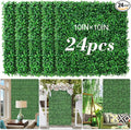AOKIE 10"X10" Artificial Grass Wall, 24Pcs Boxwood Hedge Wall Panels UV-Anti Grass Backdrop Wall Decor, Greenery Privacy Hedge Screen for Indoor Outdoor Patio Balcony, Party Garden Fence Decor