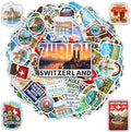 100 PCS Switzerland Stickers Pack, Vinyl Waterproof Decals of Zurich Alps Matterhorn Swiss Flag Cheese Chocolate Travel Souvenirs, Gift for Teens Adults Scrapbook Laptop Water Bottle Car