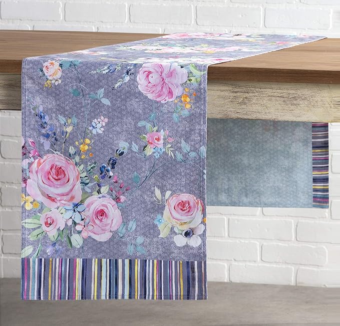 Maison d' Hermine Table Runner 100% Cotton Double Layer Table Runners 108 inches Long Decorative for Home Dining Party Wedding Bridal Shower Spring Summer (Sweet Rose Lavender - Lush, 14.50" x 108")