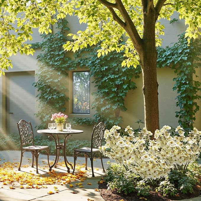 Artificial Flower Stems Bundle, White and Green, for Indoor Outdoor Home Decor (12, White)