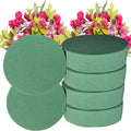 Lageza Pack of 6 Round Floral Foam Blocks (3” X1.5”) Dry & Wet Green Flower Foam Blocks for Fresh & Artificial Flower Arrangements, Party Decorations, Florist Supplies (Size: 3 Inch)