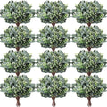 Janinka 75 Pcs Mixed Eucalyptus Leaves Stems Bulk Artificial Eucalyptus Leaves with White Seeds Artificial Silver Dollar Sprays Faux Oval for Floral Wreath Bouquets Wedding Greenery Decoration