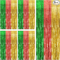 5 Pack Hawaii Party Backdrop Decorations Vibrant Summer Streamers Foil Fringe Curtains Metallic Tinsel Backdrop for Birthday Graduation Baby Shower Christmas Beach Holiday Party Decors